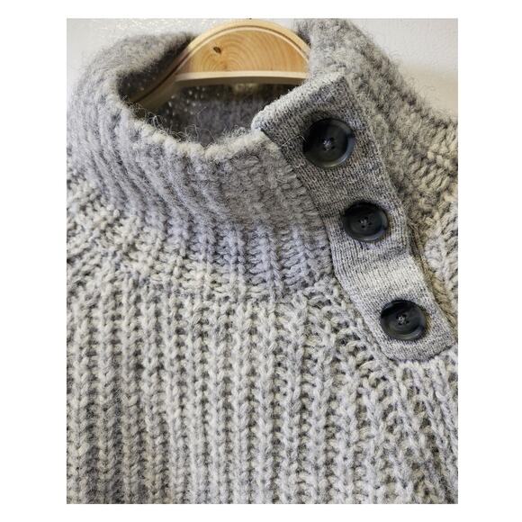 Banana Republic Textured Funnel Neck Pullover Gray Sweater Loose Fit Women XS - Picture 4 of 5
